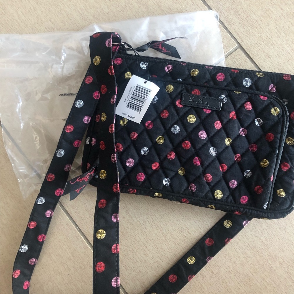 NWT VERA BRADLEY -little hipster crossbody-Havana dots